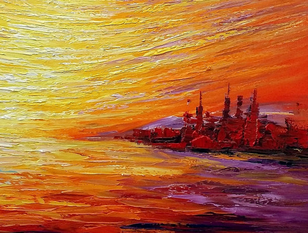 Sail Boat at Sea, Sunrise Painting, Oil Painting, Wall Art, Canvas Painting, Impasto Art-artworkcanvas