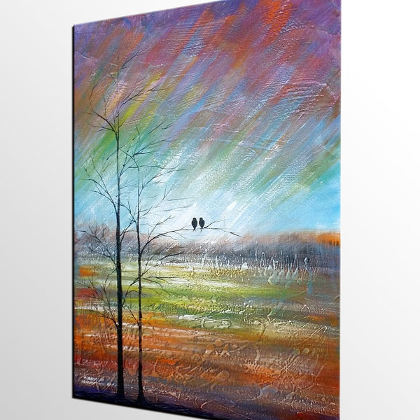 Large Acrylic Painting, Simple Canvas Painting, Abstract Painting for Sale, Love Birds Painting, Paintings for Bedroom, C-artworkcanvas