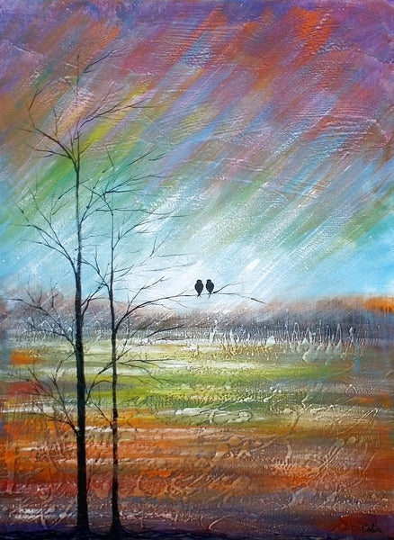Large Acrylic Painting, Simple Canvas Painting, Abstract Painting for Sale, Love Birds Painting, Paintings for Bedroom, C-artworkcanvas