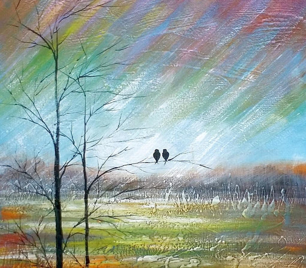 Large Acrylic Painting, Simple Canvas Painting, Abstract Painting for Sale, Love Birds Painting, Paintings for Bedroom, C-artworkcanvas