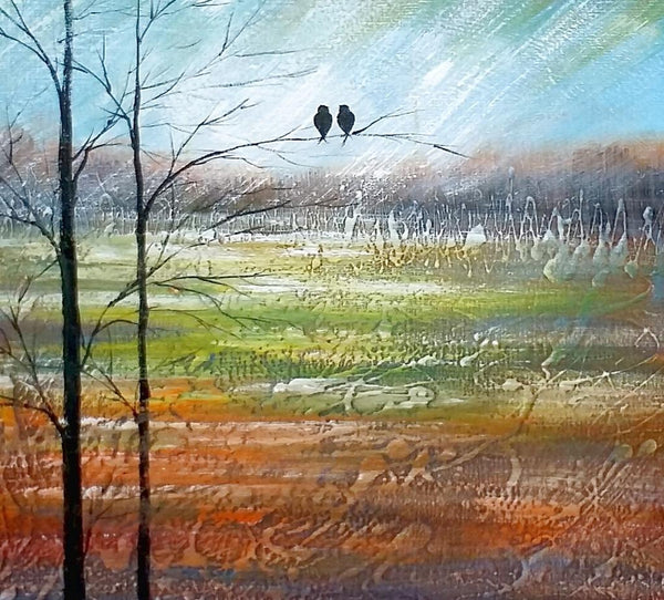 Large Acrylic Painting, Simple Canvas Painting, Abstract Painting for Sale, Love Birds Painting, Paintings for Bedroom, C-artworkcanvas
