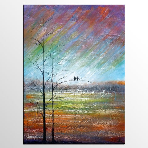 Large Acrylic Painting, Simple Canvas Painting, Abstract Painting for Sale, Love Birds Painting, Paintings for Bedroom, C-artworkcanvas