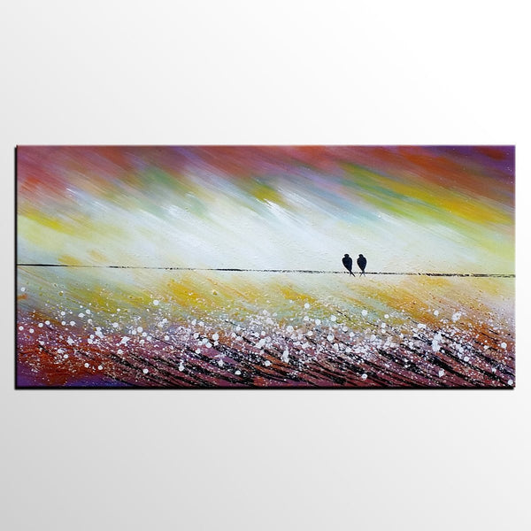 Simple Abstract Painting, Living Room Wall Art Ideas, Love Birds Painting, Acrylic Painting for Sale, Bedroom Canvas Painting-artworkcanvas