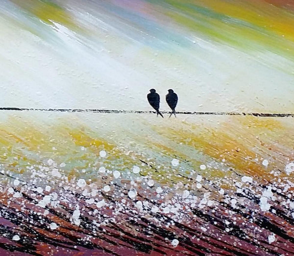 Simple Abstract Painting, Living Room Wall Art Ideas, Love Birds Painting, Acrylic Painting for Sale, Bedroom Canvas Painting-artworkcanvas