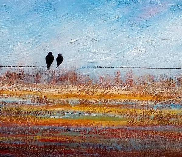 Simple Abstract Painting, Acrylic Painting on Sale, Dining Room Wall Art Painting, Love Birds Painting, Abstract Painting for Bedroom-artworkcanvas
