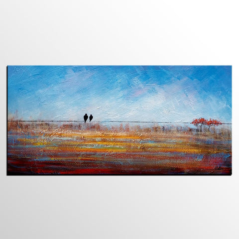 Simple Abstract Painting, Acrylic Painting on Sale, Dining Room Wall Art Painting, Love Birds Painting, Abstract Painting for Bedroom-artworkcanvas