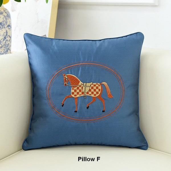 Horse Decorative Throw Pillows for Couch, Modern Decorative Throw Pillows, Embroider Horse Pillow Covers, Modern Sofa Decorative Pillows-artworkcanvas