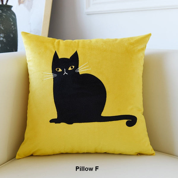 Modern Decorative Throw Pillows, Lovely Cat Pillow Covers for Kid's Room, Modern Sofa Decorative Pillows, Cat Decorative Throw Pillows for Couch-artworkcanvas