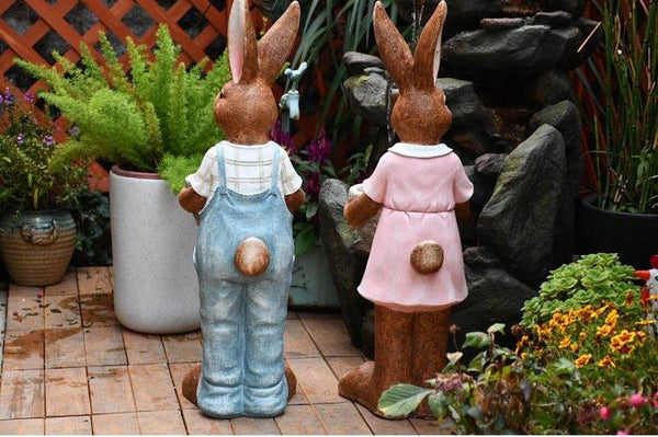 Large Rabbit Lovers Statue for Garden, Bunny Flowerpot, Garden Courtyard Ornament, Villa Outdoor Decor Gardening Ideas-artworkcanvas