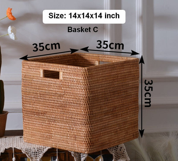 Storage Basket for Shelves, Large Rectangular Storage Basket, Storage Baskets for Kitchen, Woven Storage Basket for Living Room-artworkcanvas