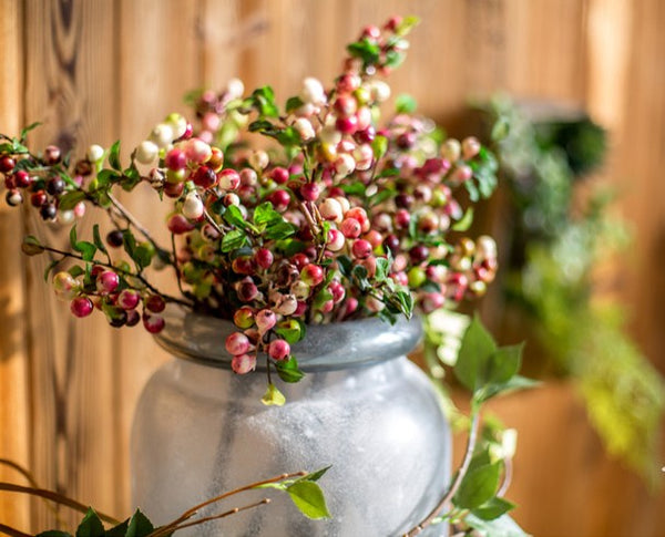 Cranberry Fruit Branch, Flower Arrangement Ideas for Living Room, Unique Artificial Flowers for Home Decoration, Spring Artificial Floral for Bedroom-artworkcanvas