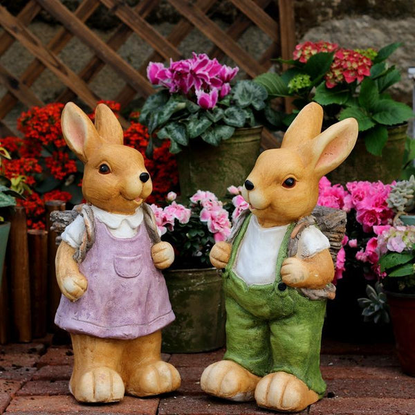 Garden Animal Statues, Large Garden Statues, Large Rabbit Statue for Garden, Bunny Flower Pot, Garden Ornament, Gardening Decoration Ideas-artworkcanvas