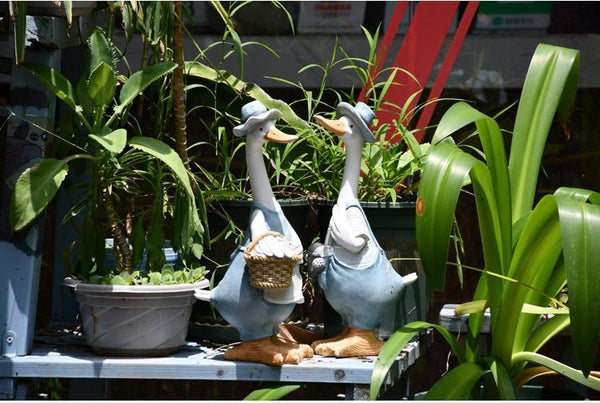 Duck Couple Statue for Garden, Animal Statue for Garden Courtyard Ornament, Villa Outdoor Decor Gardening Ideas-artworkcanvas
