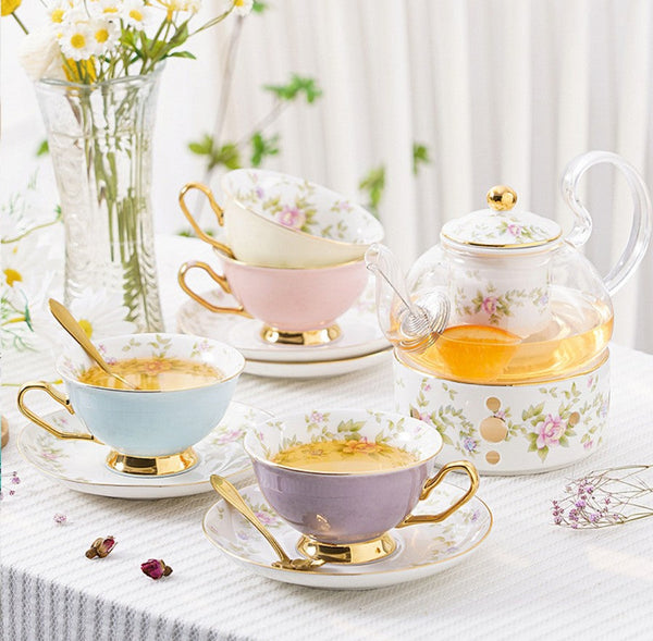 Elegant Ceramic Coffee Cups, Beautiful British Tea Cups, Unique Afternoon Tea Cups and Saucers in Gift Box, Royal Bone China Porcelain Tea Cup Set-artworkcanvas