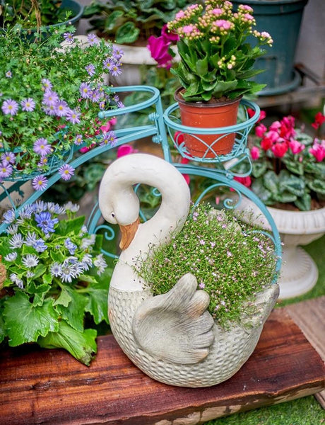 Large Swan Flower Pot for Garden, Swan Statue, Animal Statue for Garden Courtyard Ornament, Villa Outdoor Decor Gardening Ideas-artworkcanvas