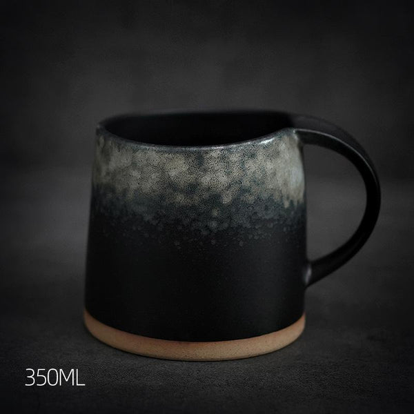 Black Pottery Coffee Cup, Ceramic Coffee Mug, Latte Coffee Cup, Handmade Coffee Cup, Large Tea Cup-artworkcanvas