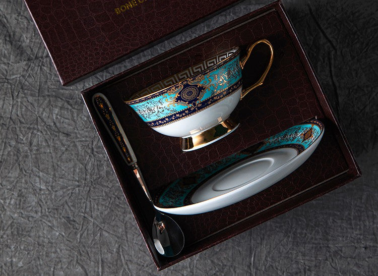 Elegant British Ceramic Coffee Cups, Bone China Porcelain Tea Cup Set for Office, Unique Tea Cup and Saucer in Gift Box-artworkcanvas