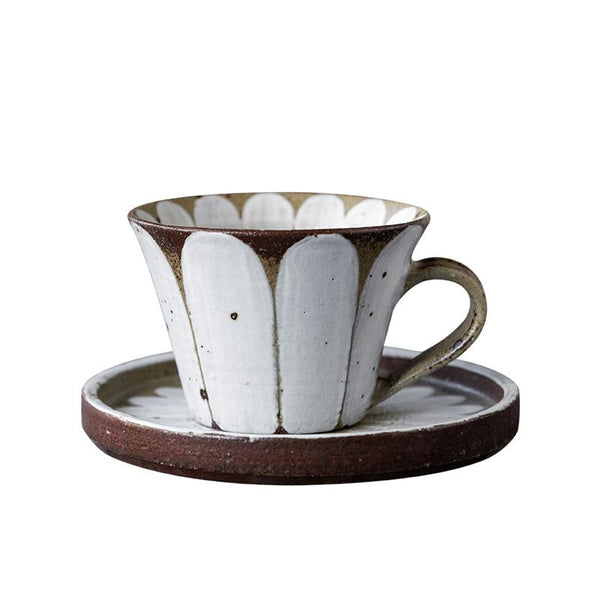 Daisy Flower Pattern Coffee Cup, Cappuccino Coffee Mug, Pottery Coffee Cups, Latte Coffee Cup, Tea Cup, Coffee Cup and Saucer Set-artworkcanvas