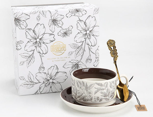 Vintage Bone China Porcelain Tea Cup Set, Unique British Tea Cup and Saucer in Gift Box, Royal Ceramic Cups, Elegant Ceramic Coffee Cups-artworkcanvas