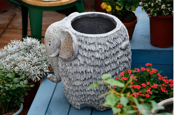 Elephant Flower Pot, Modern Animal Statue for Garden Ornaments, Large Elephant Flowerpot, Resin Statue for Garden, Villa Outdoor Decor Gardening Ideas-artworkcanvas