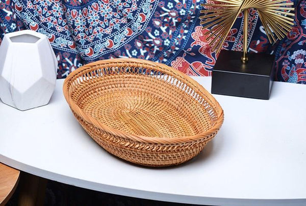 Rattan Storage Basket for Pantry, Round Storage Basket, Storage Baskets for Kitchen, Woven Storage Basket for Dining Room-artworkcanvas