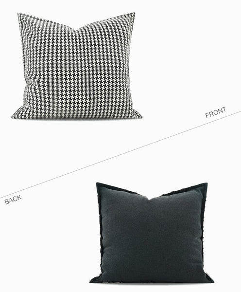 Chequer Modern Sofa Pillows, Large Black and White Decorative Throw Pillows, Contemporary Square Modern Throw Pillows for Couch, Abstract Throw Pillow for Interior Design-artworkcanvas