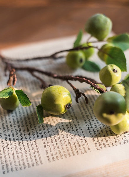 Green Apple Branch, Fruit Branch, Table Centerpiece, Beautiful Modern Flower Arrangement Ideas for Home Decoration, Simple Artificial Floral for Dining Room-artworkcanvas