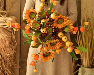 Yellow Sunflowers, Botany Plants, Unique Floral Arrangement for Home Decoration, Table Centerpiece, Real Touch Artificial Flowers for Dining Room-artworkcanvas