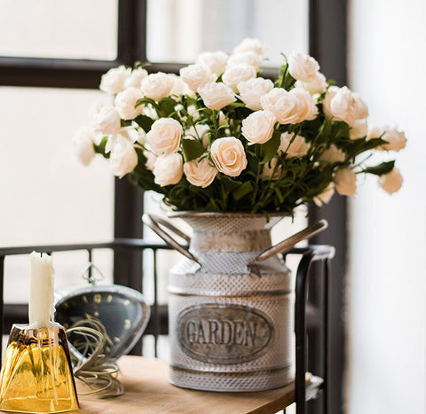 Flower Arrangement Ideas for Living Room, White Camellia Flowers, Modern Artificial Flowers for Home Decoration, Simple Artificial Floral for Bedroom-artworkcanvas