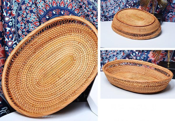 Rattan Storage Basket for Pantry, Round Storage Basket, Storage Baskets for Kitchen, Woven Storage Basket for Dining Room-artworkcanvas