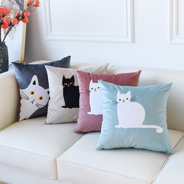 Cat Decorative Throw Pillows for Couch, Modern Sofa Decorative Pillows, Lovely Cat Pillow Covers for Kid's Room, Modern Decorative Throw Pillows-artworkcanvas