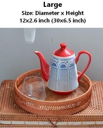 Woven Round Storage Basket, Rattan Stroage Baskets, Storage Baskets for Kitchen, Storage Baskets for Dining Room-artworkcanvas