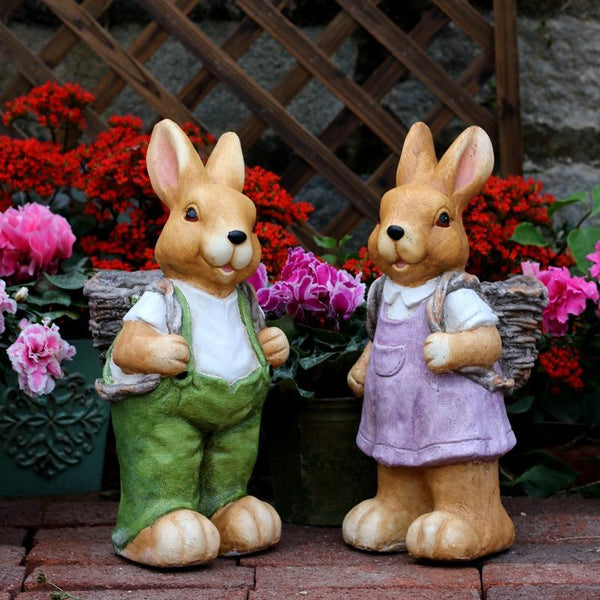 Garden Animal Statues, Large Garden Statues, Large Rabbit Statue for Garden, Bunny Flower Pot, Garden Ornament, Gardening Decoration Ideas-artworkcanvas