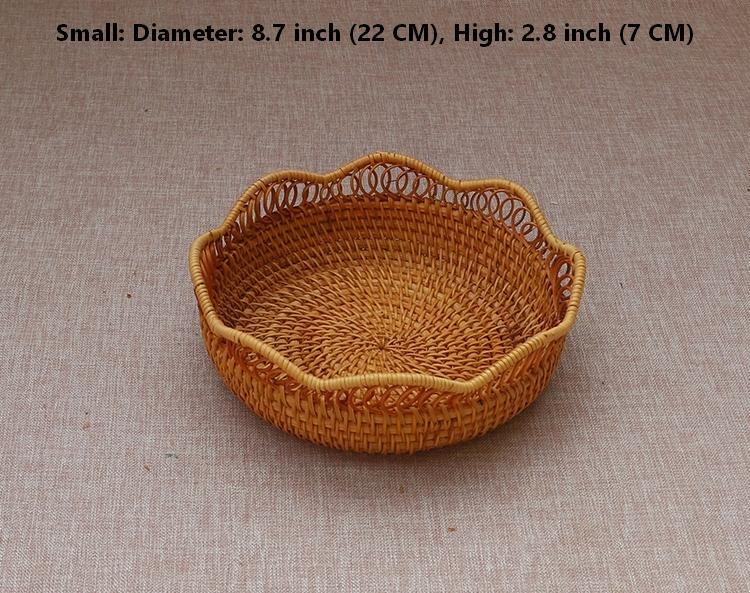 Woven Round Storage Basket, Cute Small Rattan Woven Baskets, Fruit Storage Basket, Storage Baskets for Kitchen-artworkcanvas