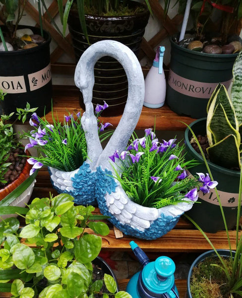 Large Mother and Baby Swans for Garden, Swan Flowerpot, Animal Statue for Garden Courtyard Ornament, Villa Outdoor Decor Gardening Ideas-artworkcanvas