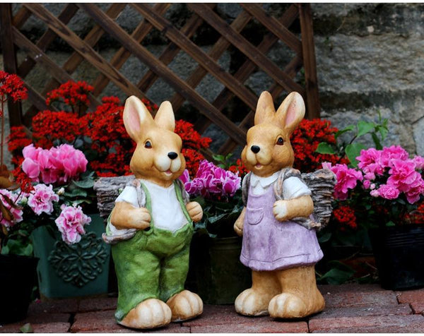 Garden Animal Statues, Large Garden Statues, Large Rabbit Statue for Garden, Bunny Flower Pot, Garden Ornament, Gardening Decoration Ideas-artworkcanvas