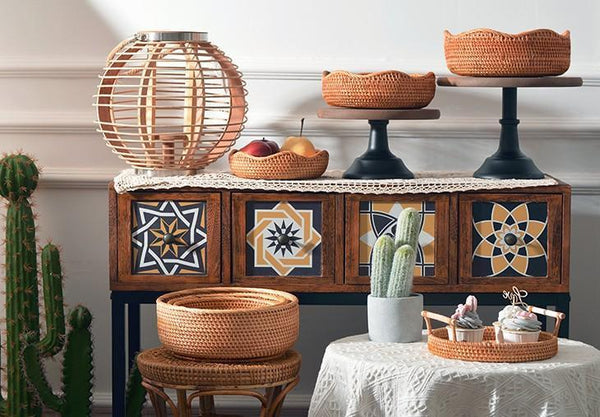 Woven Round Storage Baskets, Rattan Storage Baskets, Storage Baskets for Kitchen, Pantry Storage Baskets-artworkcanvas