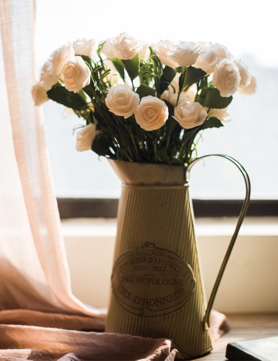 Flower Arrangement Ideas for Living Room, White Camellia Flowers, Modern Artificial Flowers for Home Decoration, Simple Artificial Floral for Bedroom-artworkcanvas