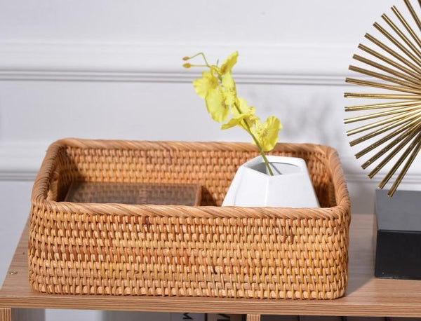 Rectangular Storage Baskets for Pantry, Rattan Storage Basket for Shelves, Storage Baskets for Kitchen, Woven Storage Baskets-artworkcanvas