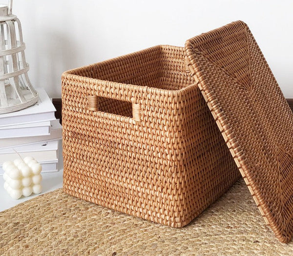 Storage Basket for Shelves, Large Rectangular Storage Basket, Storage Baskets for Kitchen, Woven Storage Basket for Living Room-artworkcanvas