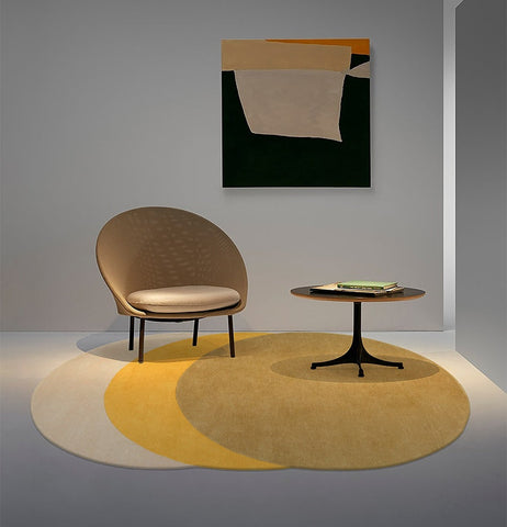 Abstract Modern Rugs for Living Room, Yellow Modern Wool Rugs, Contemporary Wool Rugs under Dining Room Table, Large Modern Rugs for Bedroom-artworkcanvas