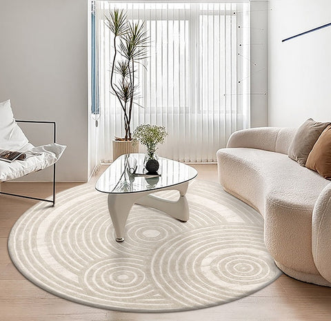Contemporary Modern Rugs for Living Room, Geometric Modern Round Rugs, Modern Wool Rugs under Coffee Table, Contemporary Modern Wool Rugs for Dining Room-artworkcanvas