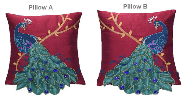 Embroider Peacock Cotton and linen Pillow Cover, Beautiful Decorative Throw Pillows, Decorative Sofa Pillows, Decorative Pillows for Couch-artworkcanvas
