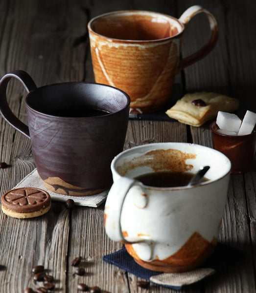 Pottery Coffee Mug, Large Handmade Ceramic Coffee Cup, Large Capacity Coffee Cup, Large Tea Cup-artworkcanvas