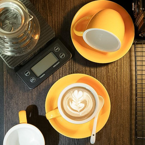 Cappuccino Coffee Mug, Yellow Coffee Cup, Yellow Tea Cup, Ceramic Coffee Cup, Coffee Cup and Saucer Set-artworkcanvas