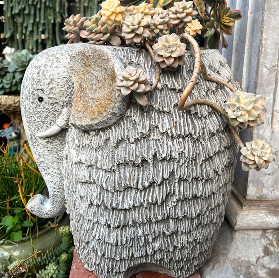 Elephant Flower Pot, Modern Animal Statue for Garden Ornaments, Large Elephant Flowerpot, Resin Statue for Garden, Villa Outdoor Decor Gardening Ideas-artworkcanvas