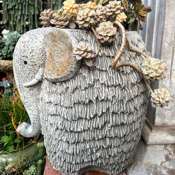 Elephant Flower Pot, Modern Animal Statue for Garden Ornaments, Large Elephant Flowerpot, Resin Statue for Garden, Villa Outdoor Decor Gardening Ideas-artworkcanvas