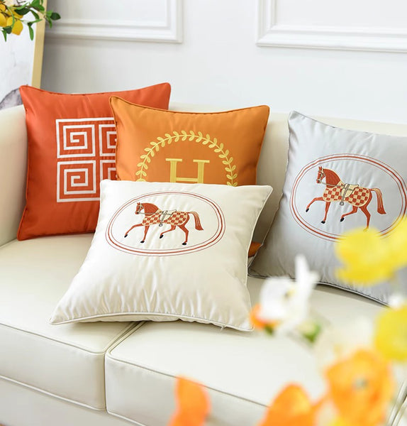 Decorative Throw Pillows for Couch, Modern Sofa Decorative Pillows, Embroider Horse Pillow Covers, Horse Modern Decorative Throw Pillows-artworkcanvas