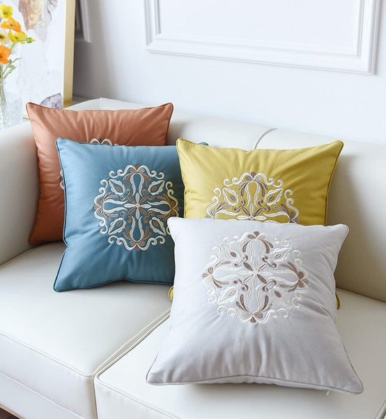 Modern Sofa Pillows, Flower Pattern Decorative Throw Pillows, Contemporary Throw Pillows, Large Decorative Pillows for Living Room-artworkcanvas