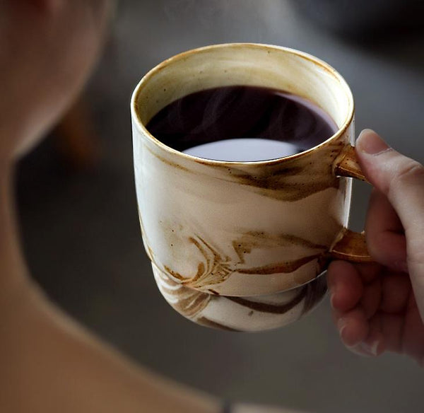 Large Handmade Pottery Coffee Cup, Large Tea Cup, Ceramic Coffee Mug, Large Capacity Coffee Cup-artworkcanvas